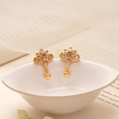 Classic Floral Design Golden Drop Earring