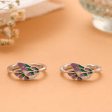 Dual Shade Leaf Silver Toe Ring