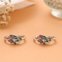 Dual Shade Leaf Silver Toe Ring