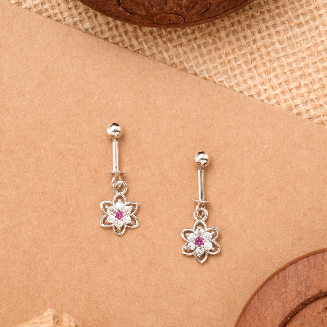 Charming Flower Drop Pattern Silver Koppu