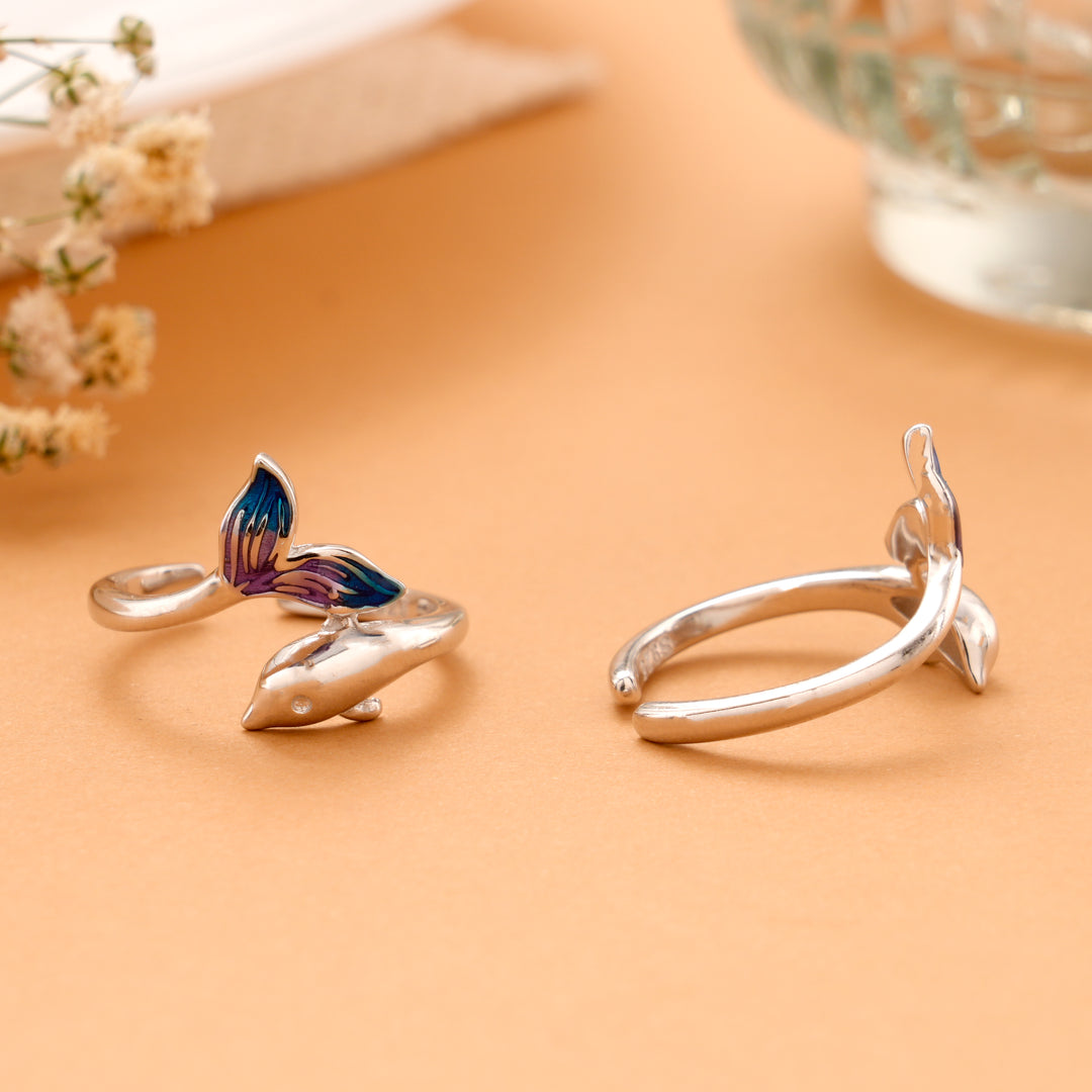 Silver Whale & Butterfly Toe Ring