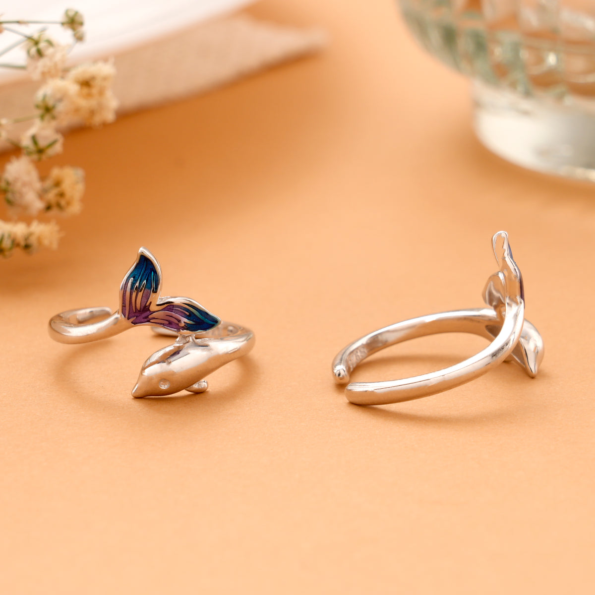 Silver Whale & Butterfly Toe Ring
