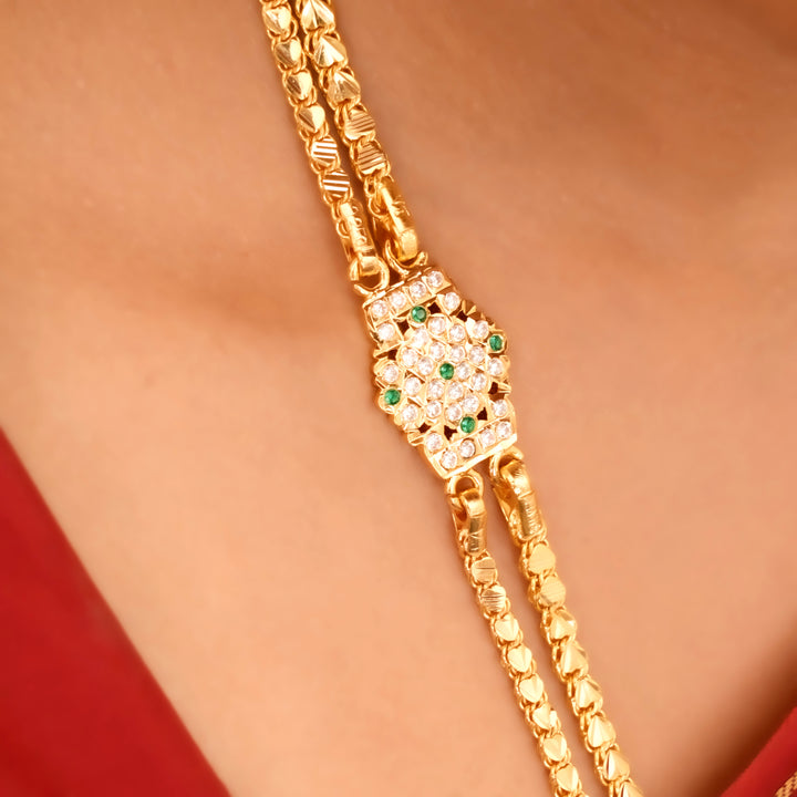 Classic Rettai Vadam Stone Mugappu Chain