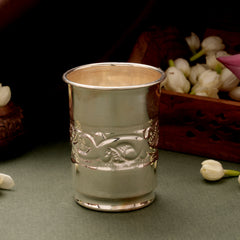 Floral Layer Pattern Silver Tumbler