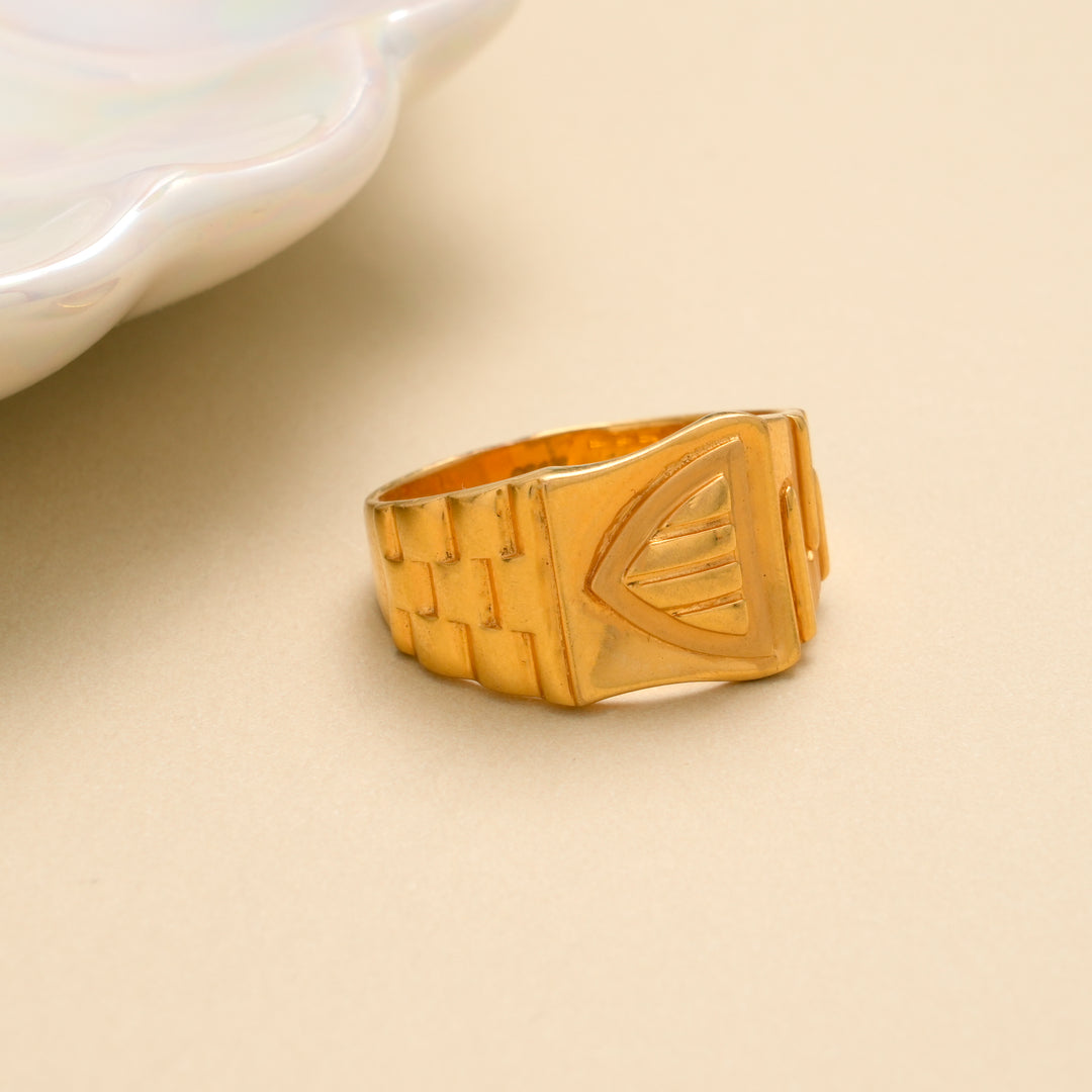 Geometric Symbol Gents Gold Ring