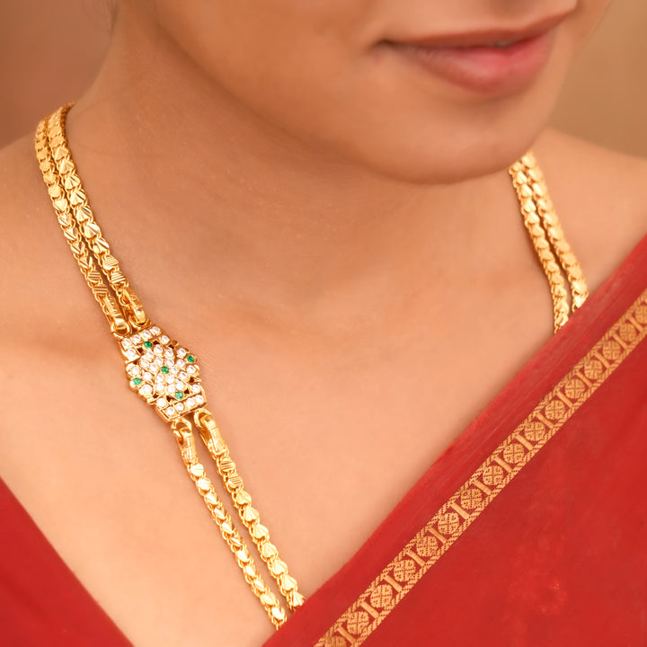Classic Rettai Vadam Stone Mugappu Chain
