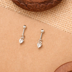 Heart Shape White Stone Silver Koppu