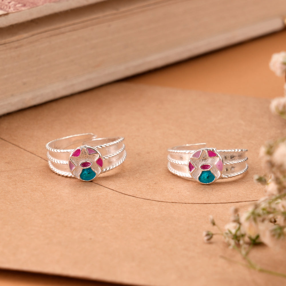 Graceful Silver Metti with Enamel Design