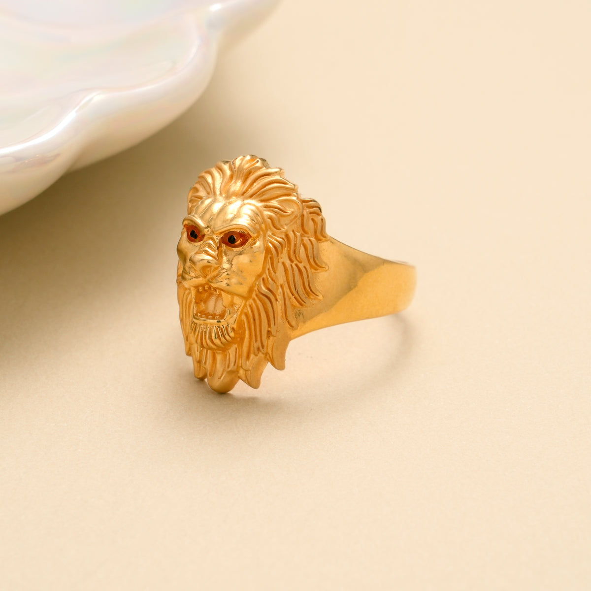 Bold Lion Head Gold Ring for Men