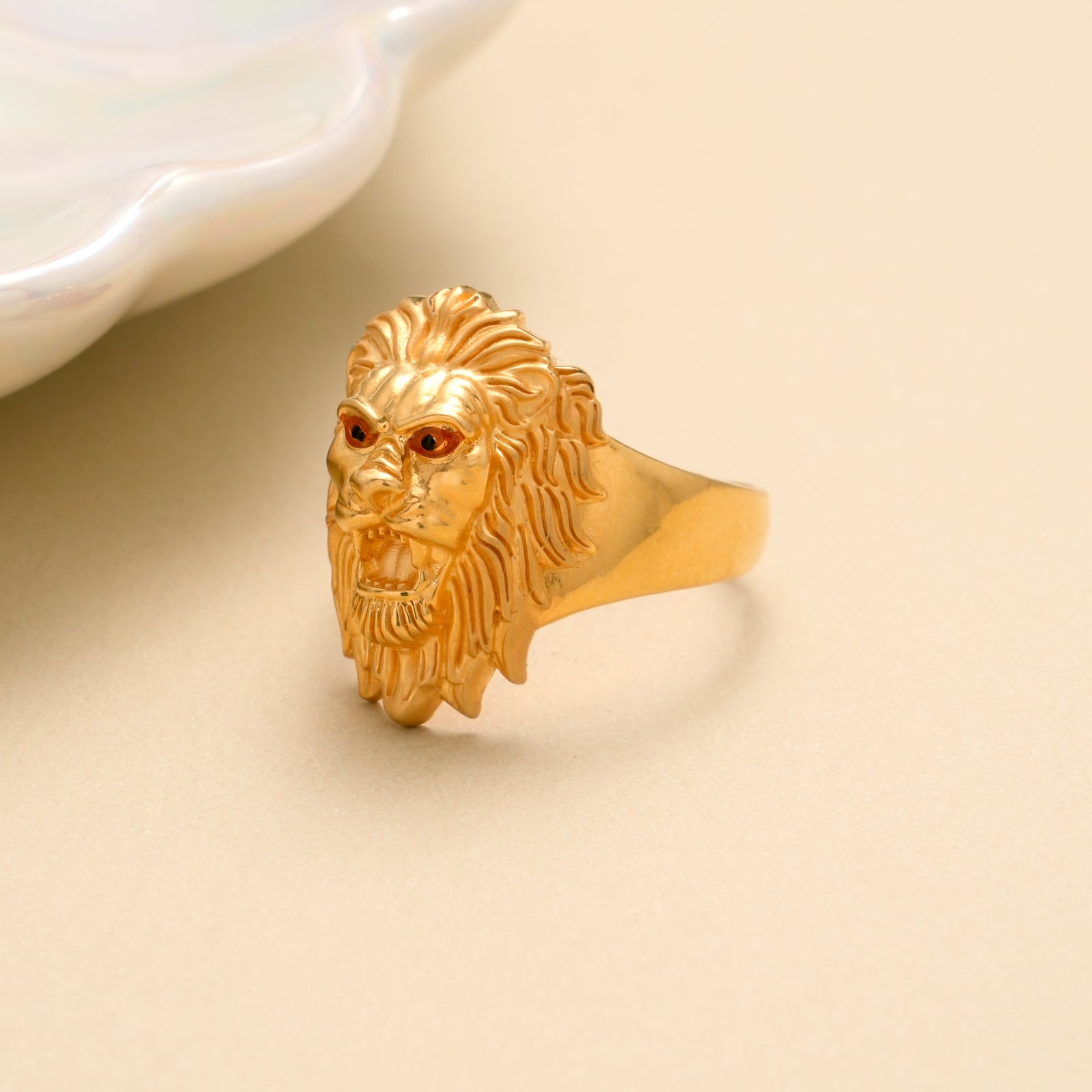Bold Lion Head Gold Ring for Men