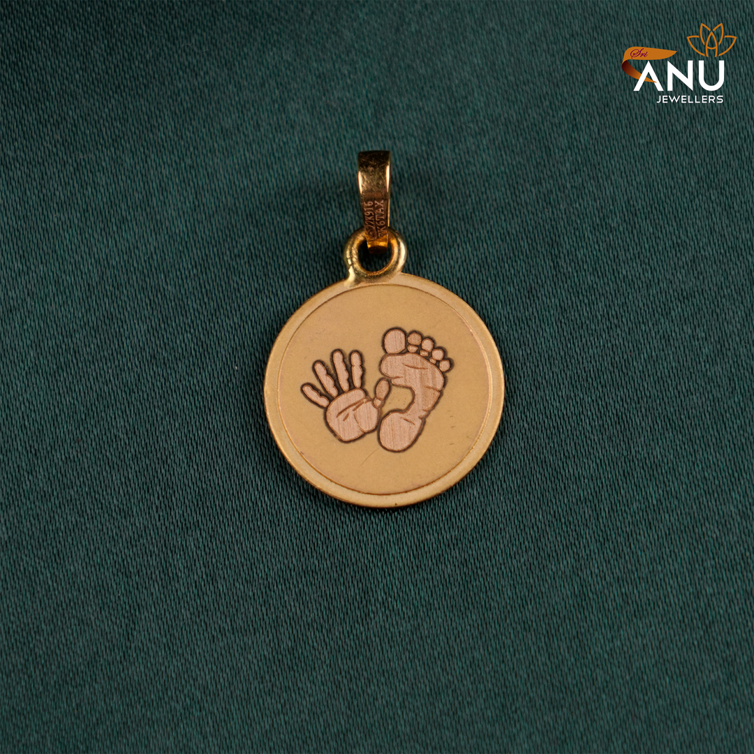 Custom Birth Imprint with Letter Gold Pendant