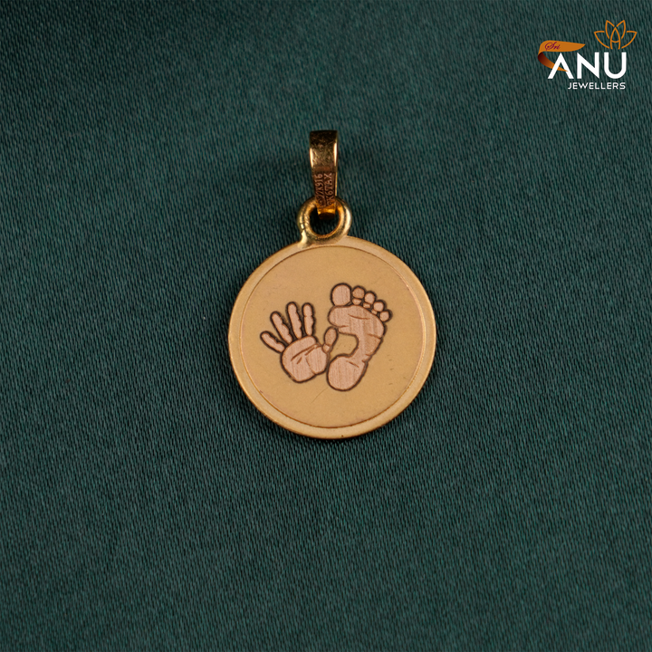 Custom Birth Imprint with Letter Gold Pendant