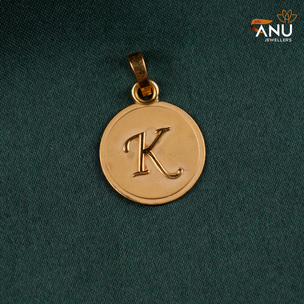 Custom Birth Imprint with Letter Gold Pendant