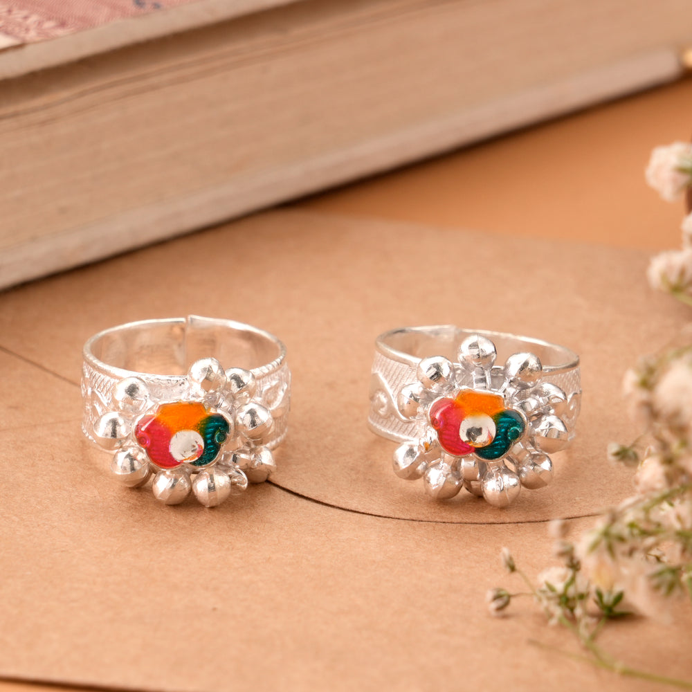 Enamel Salangai Design Silver Metti
