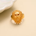 Bold Lion Head Gold Ring for Men