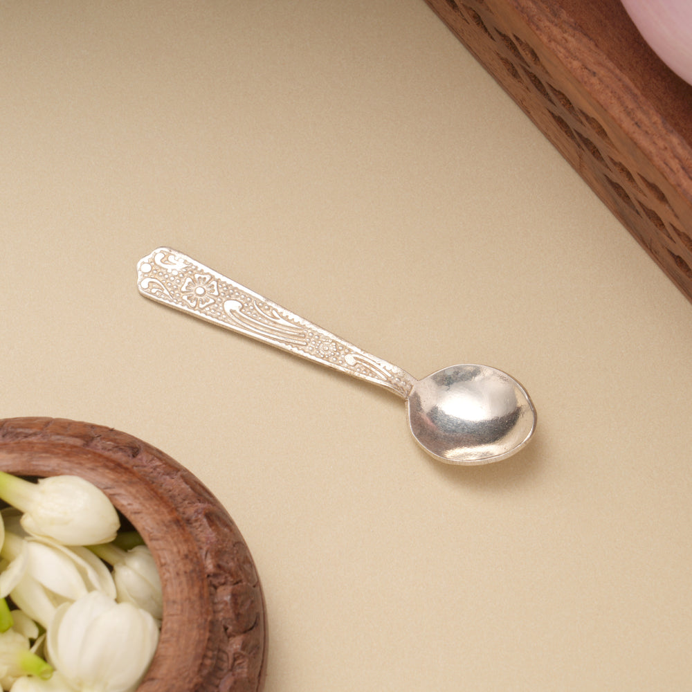 Minimalist Floral Baby Silver Spoon