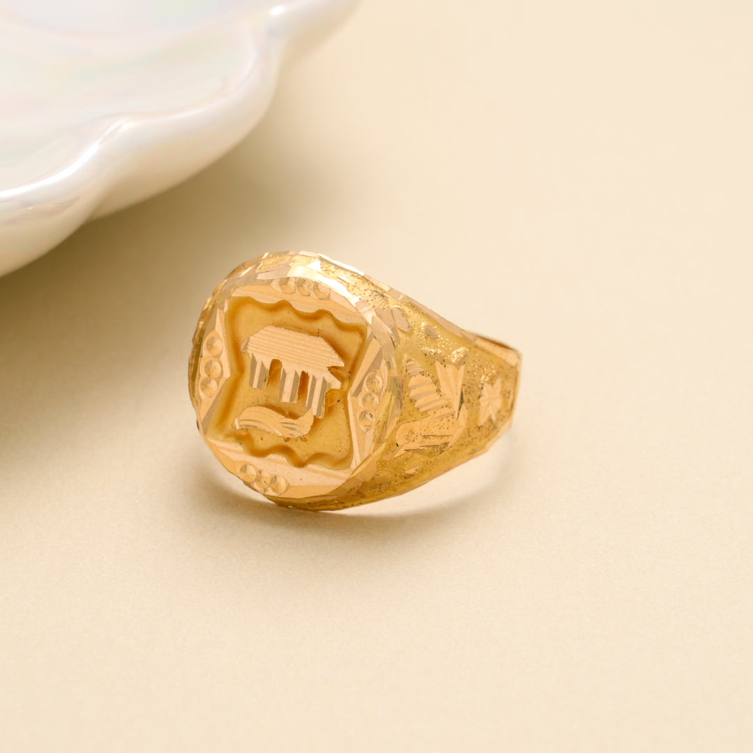Icon Engraved Signet Gold Ring