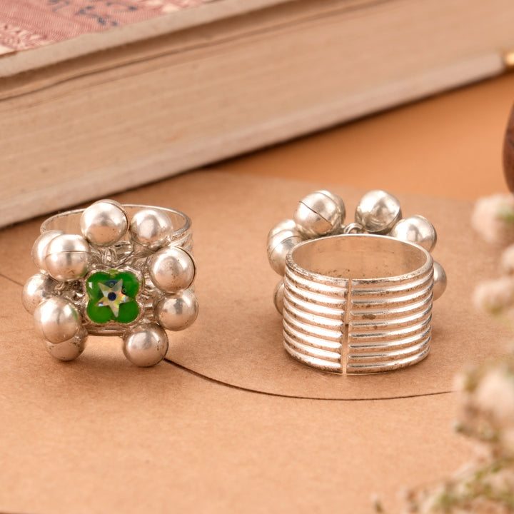 Star with Green Enamel Silver Drops Metti