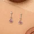Pink Stone Spiral Design Silver Koppu