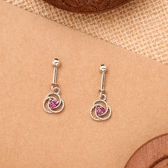 Pink Stone Spiral Design Silver Koppu