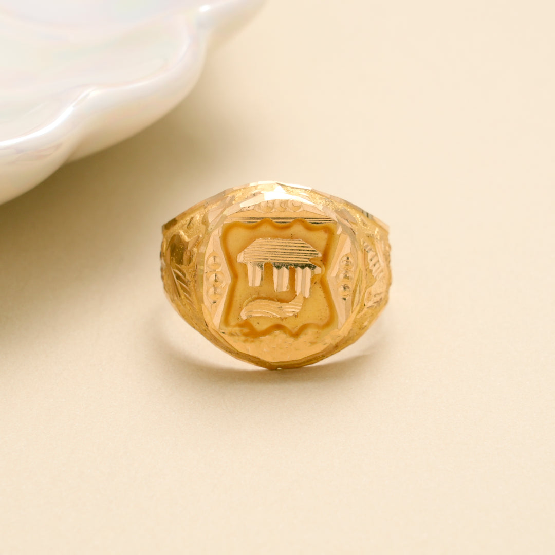 Icon Engraved Signet Gold Ring