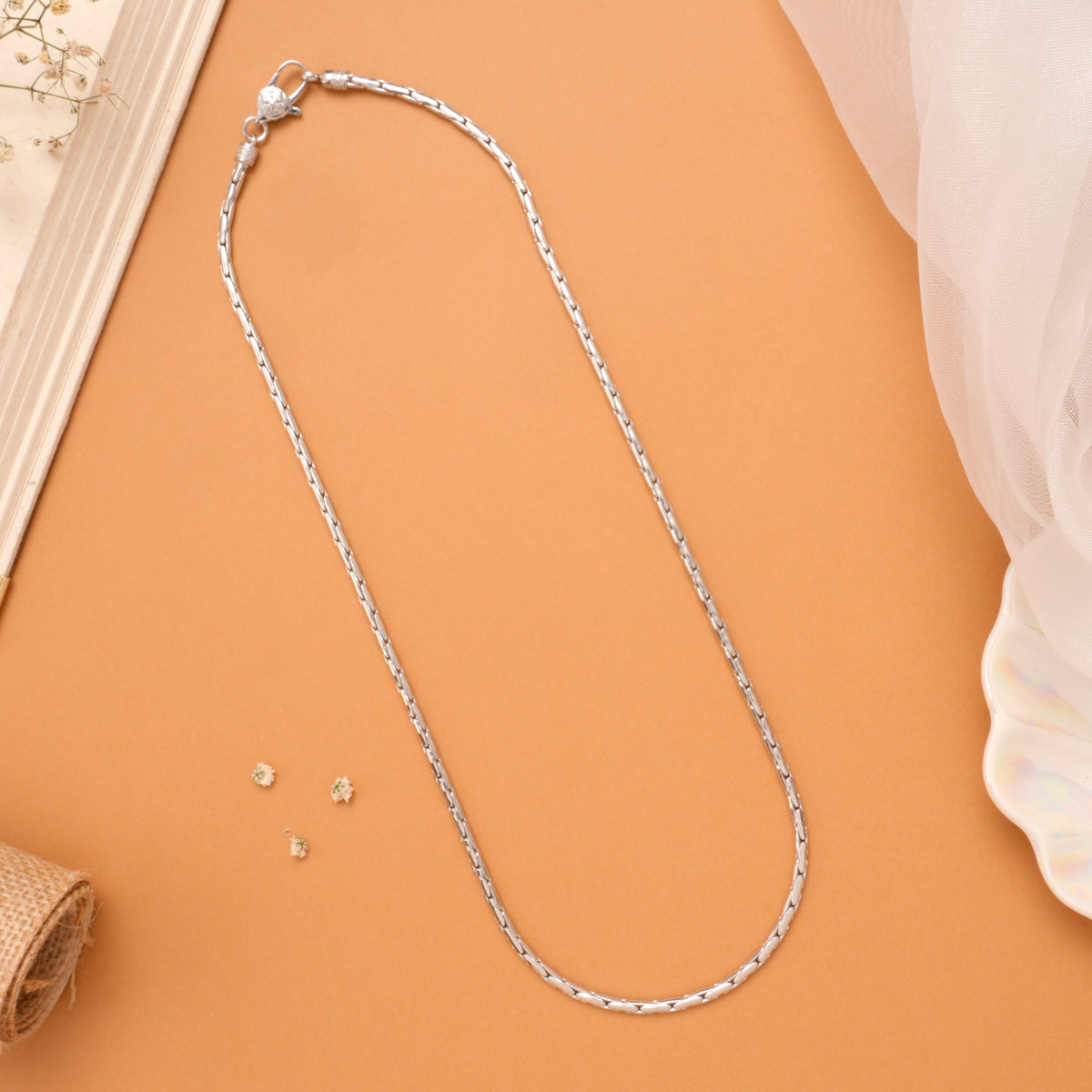 Elegant Capsule Shaped Silver Men’s Chain