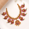 Grand Bridal Ruby Emerald Mango Motif Necklace