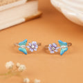 Purple Floral with Blue Butterfly Silver Metti