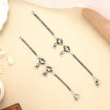 Silver Floral Dew Drop Antique Anklet