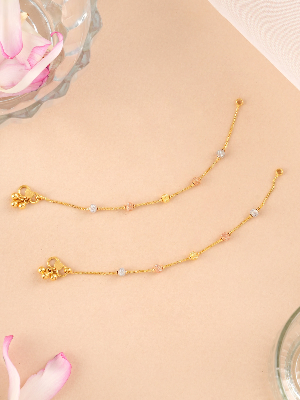 Bead in Triple Toned Gold Anklet