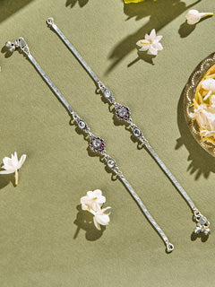 White with Ruby Floral Antique Anklet