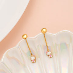 Hello Kitty Chain Drop Gold Earrings