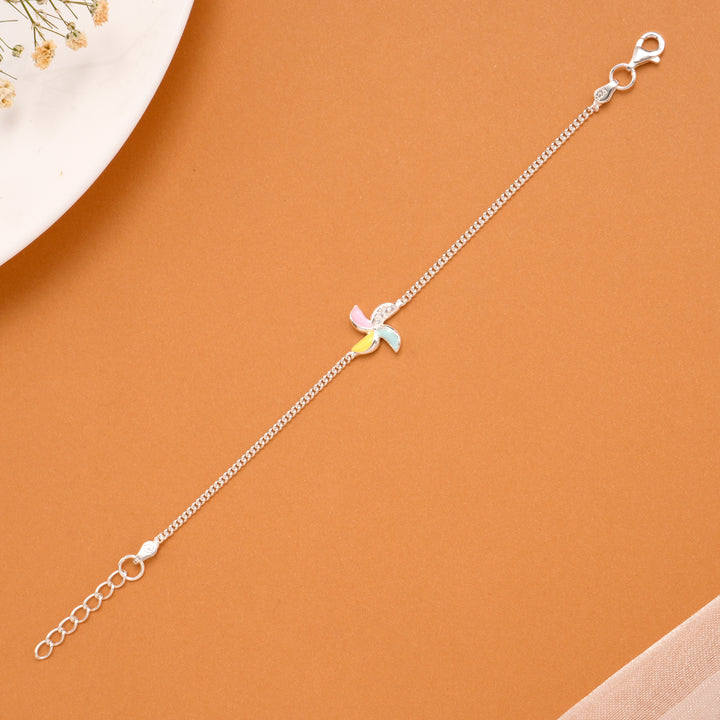 Colourful Pinwheel Silver Baby Bracelet