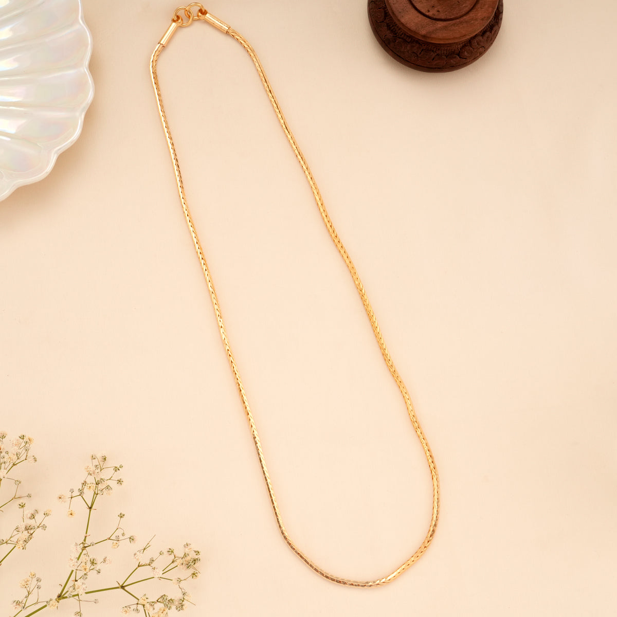 Elegant Flat Woven Gold Plated Chain