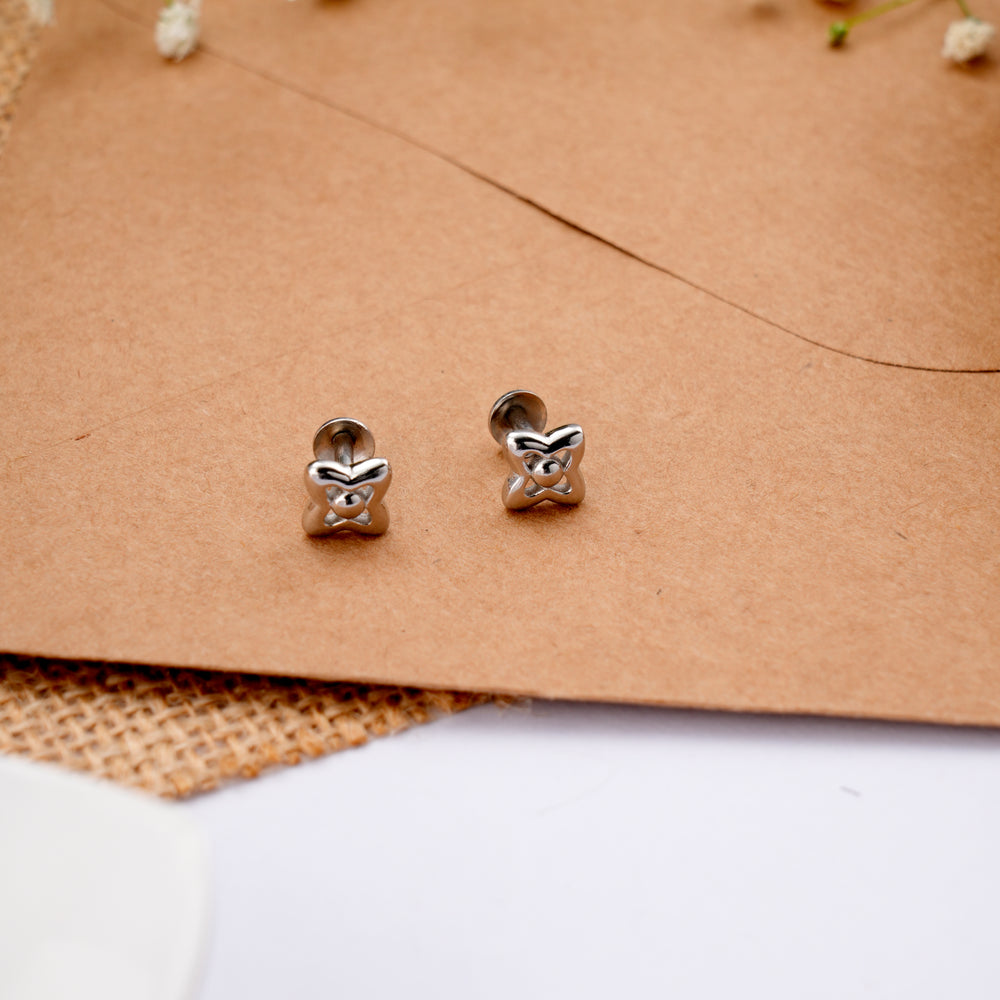 Elegant Flower Shape Silver Stud