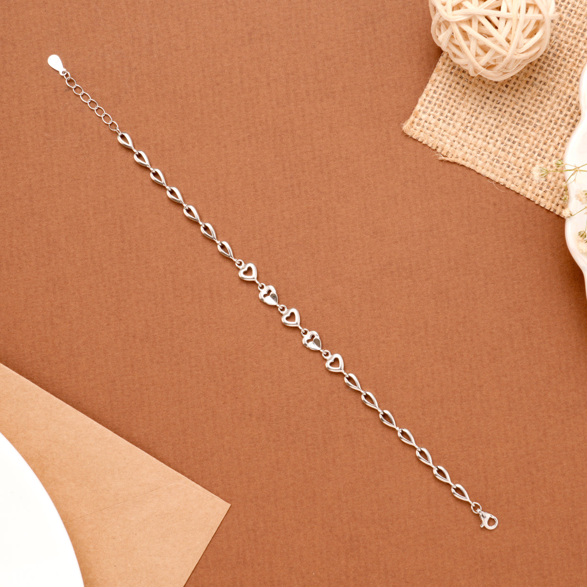 Floral and Gold Infinity Silver Bracelet