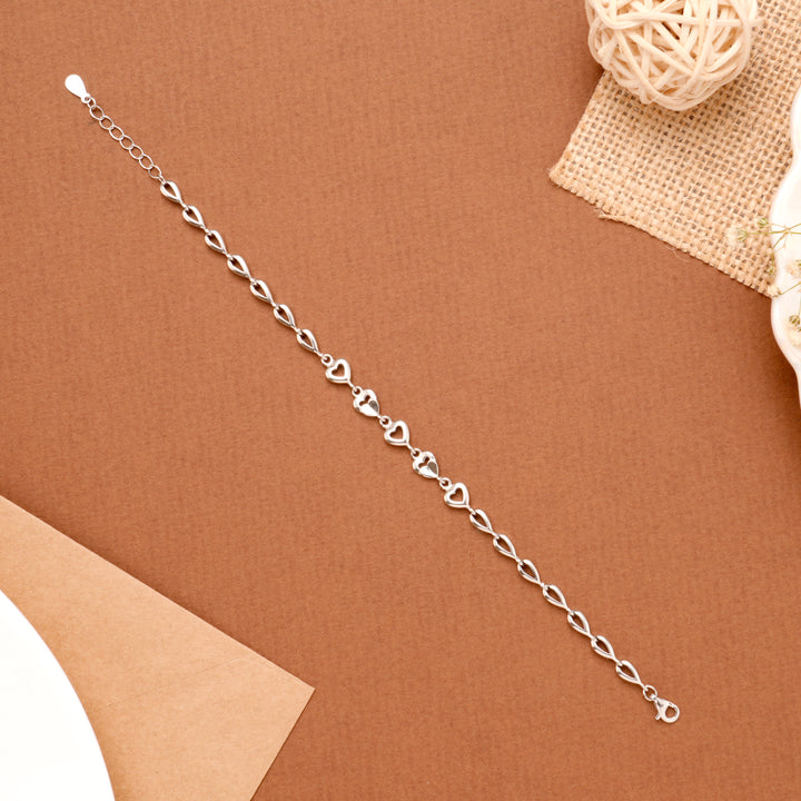 Floral and Gold Infinity Silver Bracelet