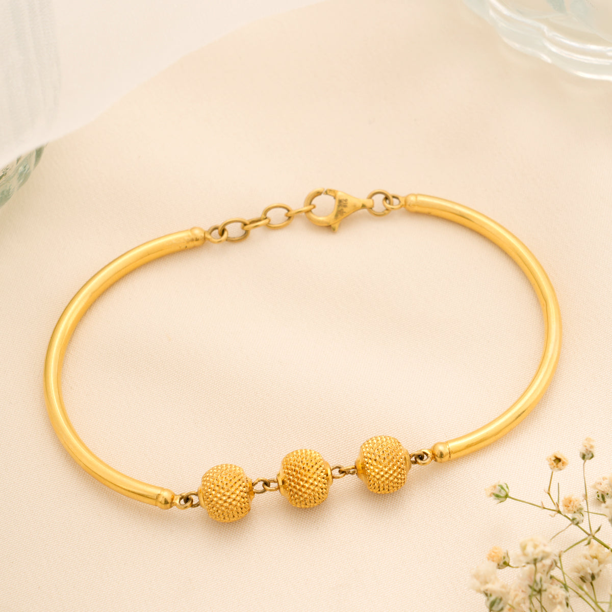 Modern Triple Ball Gold Kada