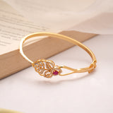 Radiant Ruby Blooming Floral Golden Kada