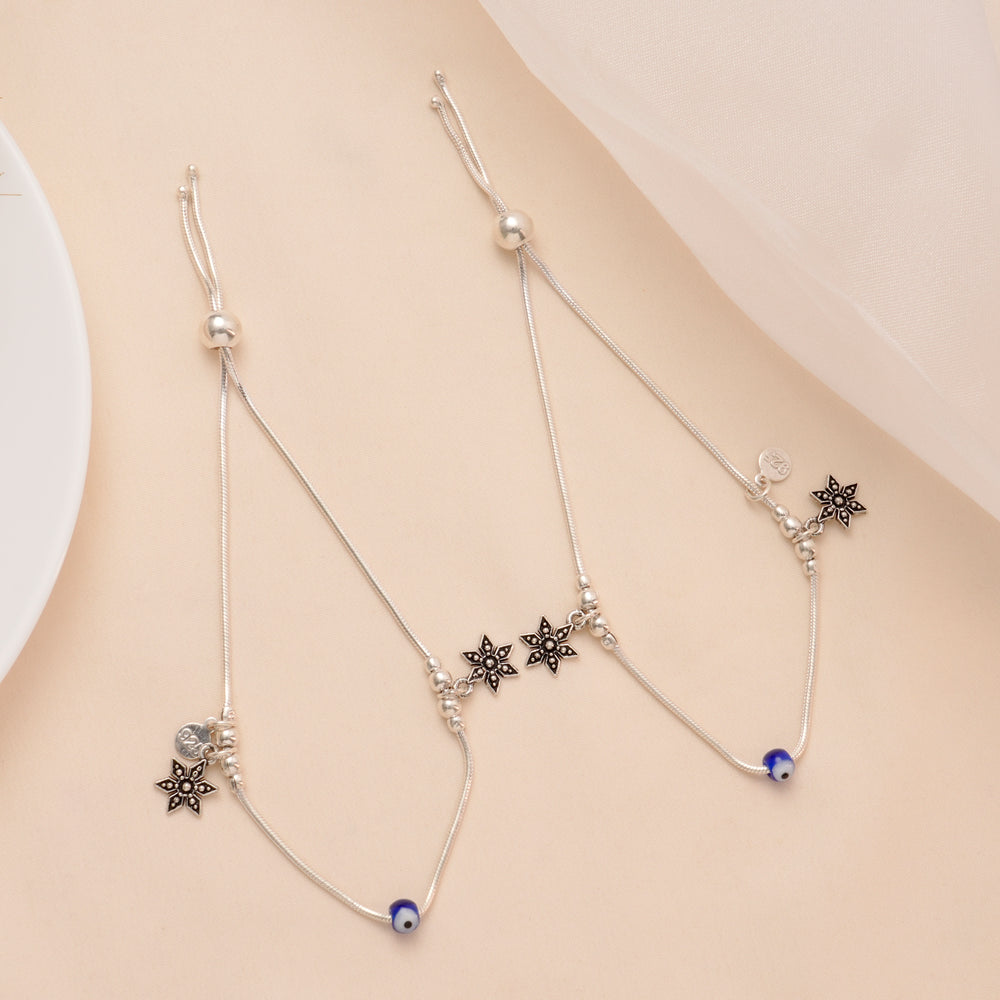 Modern Star Shape Silver Anklet