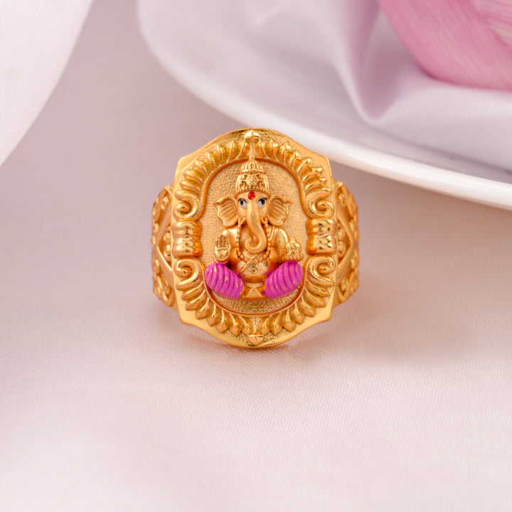 Sacred Vinayaga Golden Silver Ring