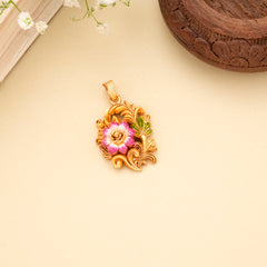 Graceful Blossom Enamel Golden Pendant