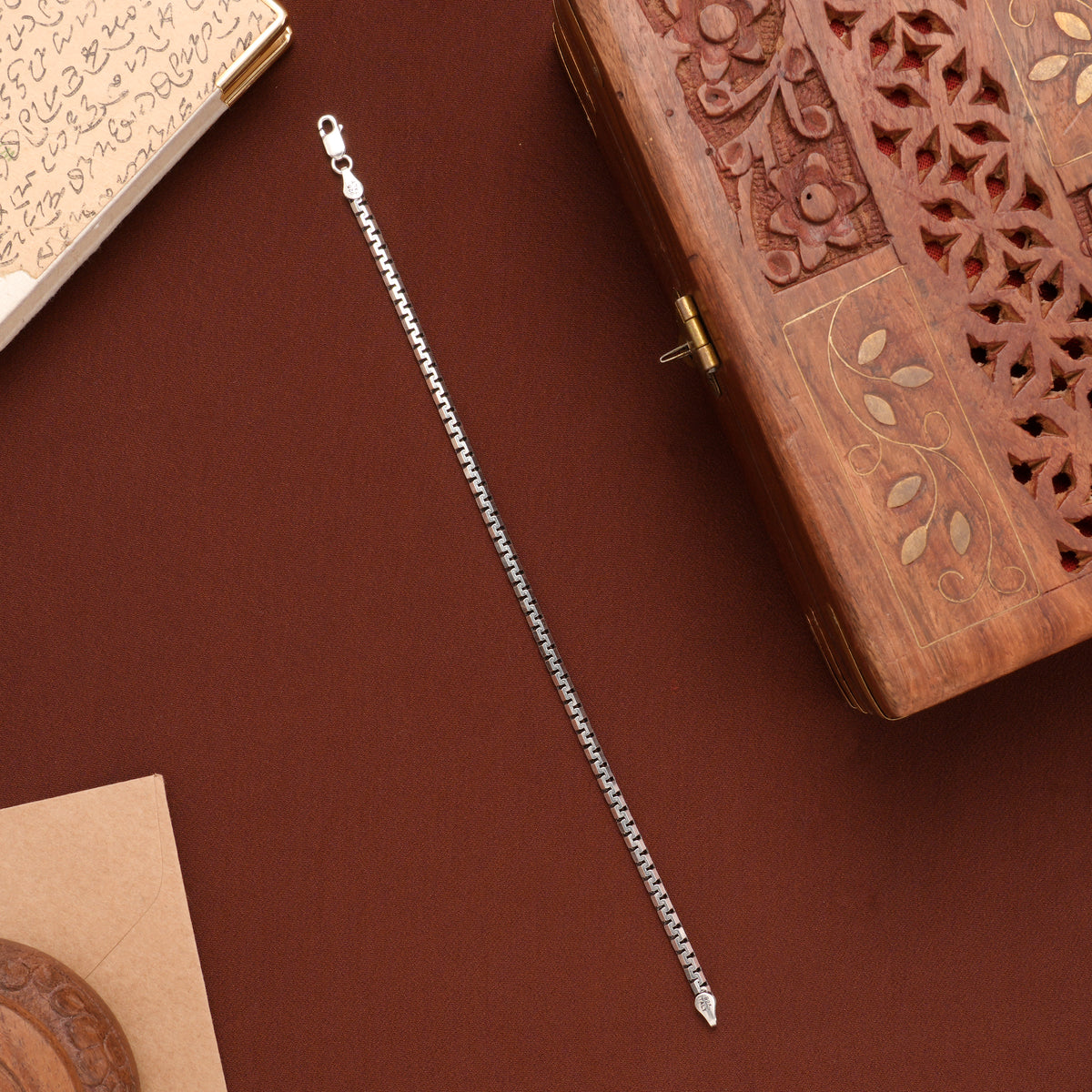 Square Box Link Silver Bracelet