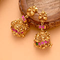 Temple Inspired Ruby Vinayagar Golden Jhumkas