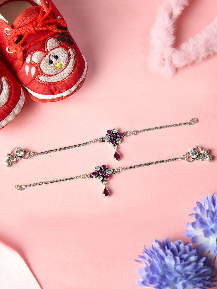 Floral Ruby Drops Baby Antique Anklet