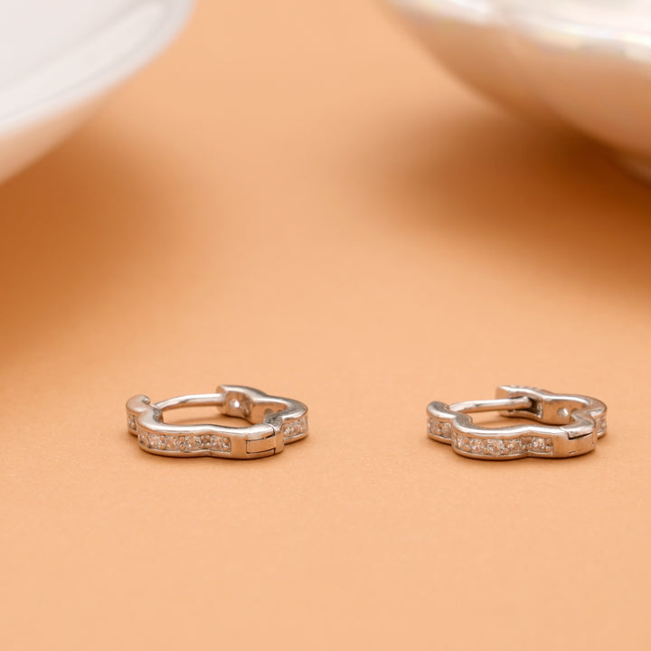 Blossom Shape Silver Hoops Earring