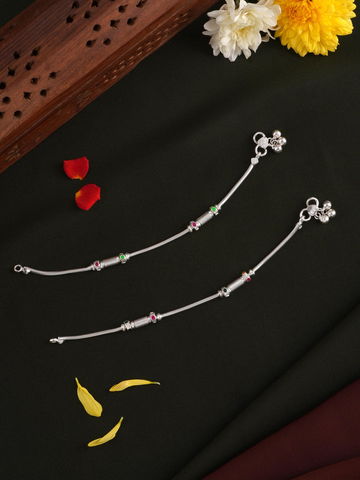 Bombay Style Tube Silver Anklet