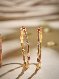 Oval Ruby Petal and White Bangle