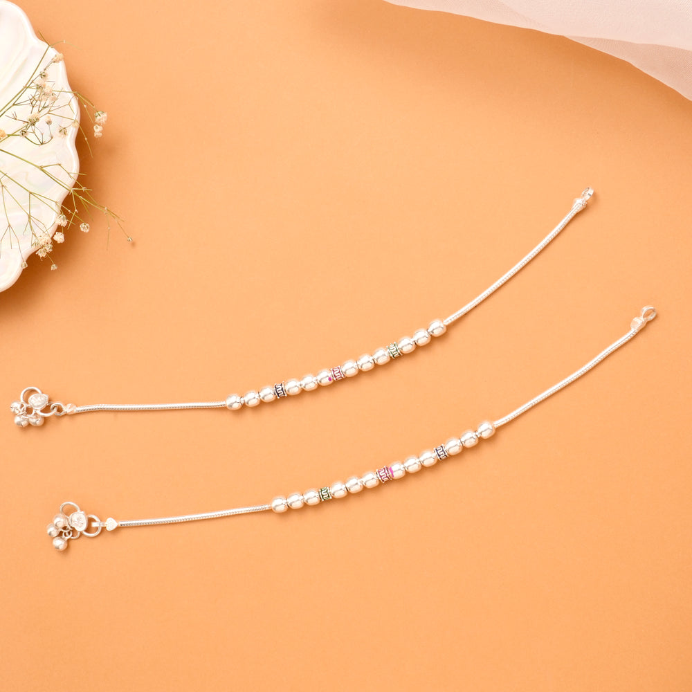 Rainbow Crystal Grace Silver Baby Anklet