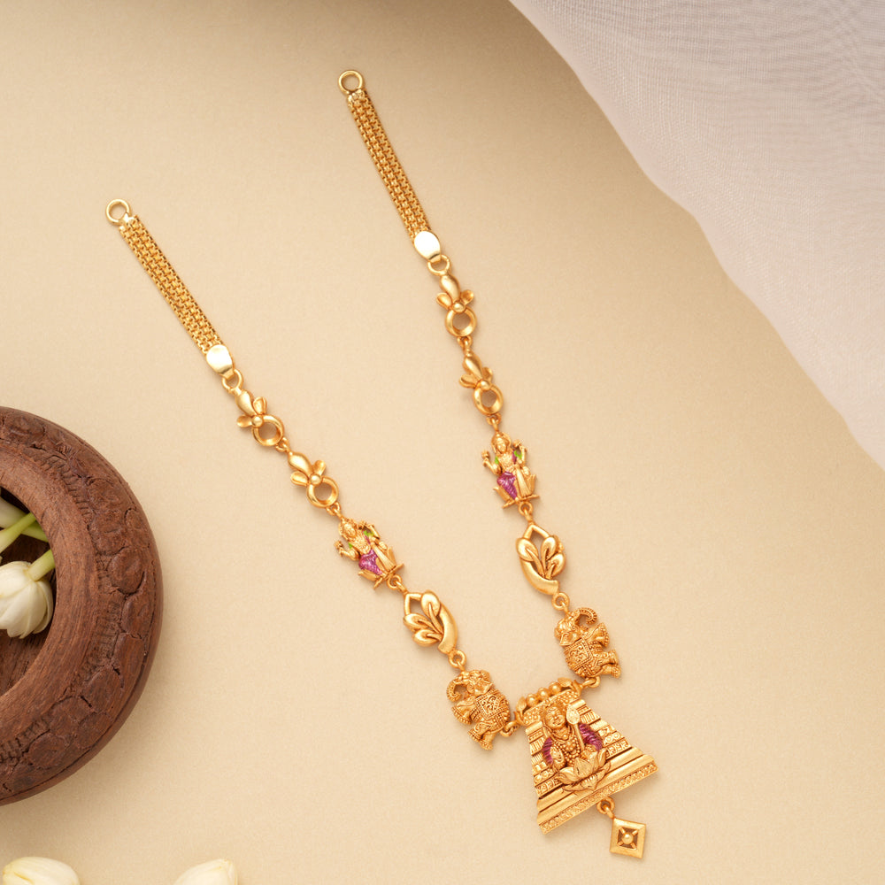 Lord Murugan Temple Gopuram Golden Necklace